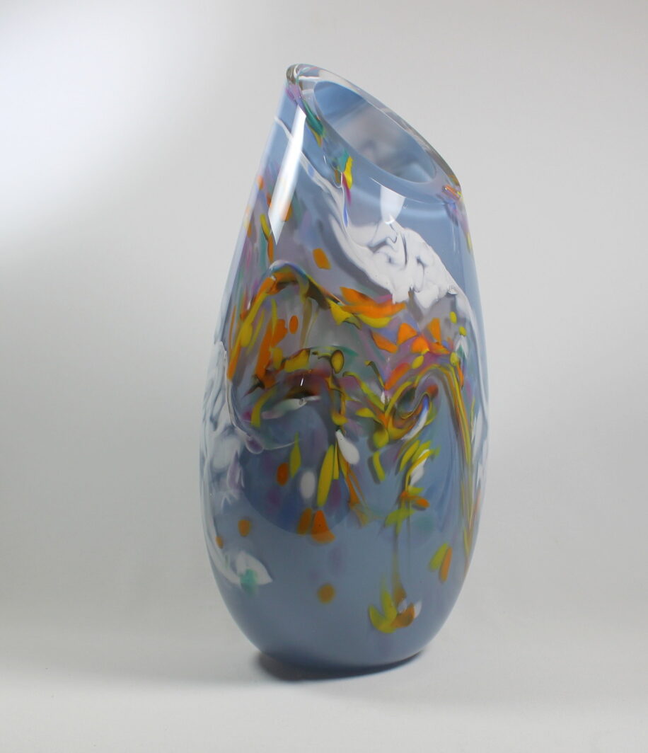 Lavender with White and Spring Mix (Front Cut) Vase by Guy Hollington at The Avenue Gallery, a contemporary fine art gallery in Victoria, BC, Canada.