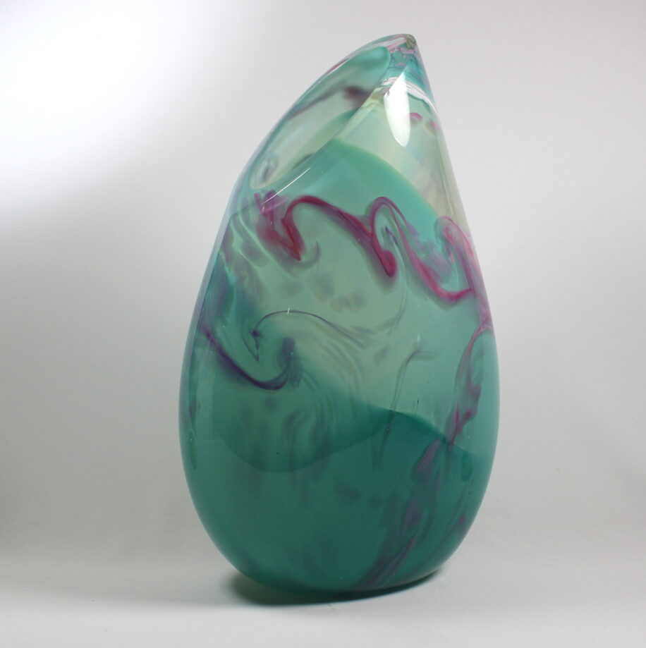 Turquoise with White and Raspberry Vase by Guy Hollington at The Avenue Gallery, a contemporary fine art gallery in Victoria, BC, Canada.