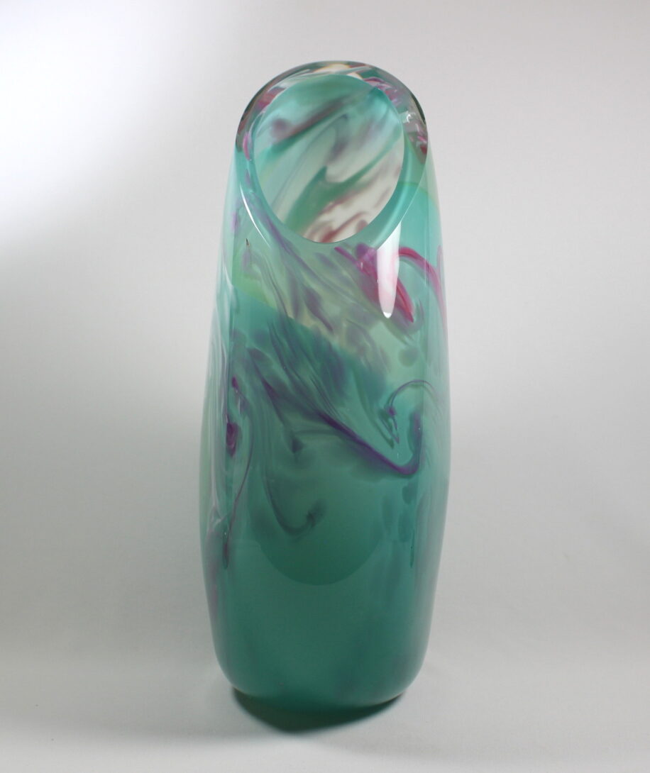 Turquoise with White and Raspberry Vase by Guy Hollington at The Avenue Gallery, a contemporary fine art gallery in Victoria, BC, Canada.