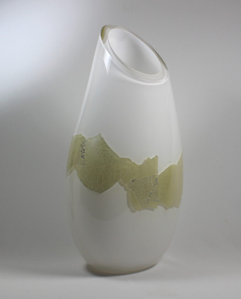 White with Silver Vase (Front Cut) by Guy Hollington at The Avenue Gallery, a contemporary fine art gallery in Victoria, BC, Canada.