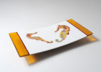Two Red Seahorses Sushi Dish by Bob Leatherbarrow at The Avenue Gallery, a contemporary fine art gallery in Victoria, BC, Canada.