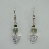 Fine Silver Textured Drops Earrings with Green Quartz by Veronica Stewart at The Avenue Gallery, a contemporary fine art gallery in Victoria, BC, Canada.
