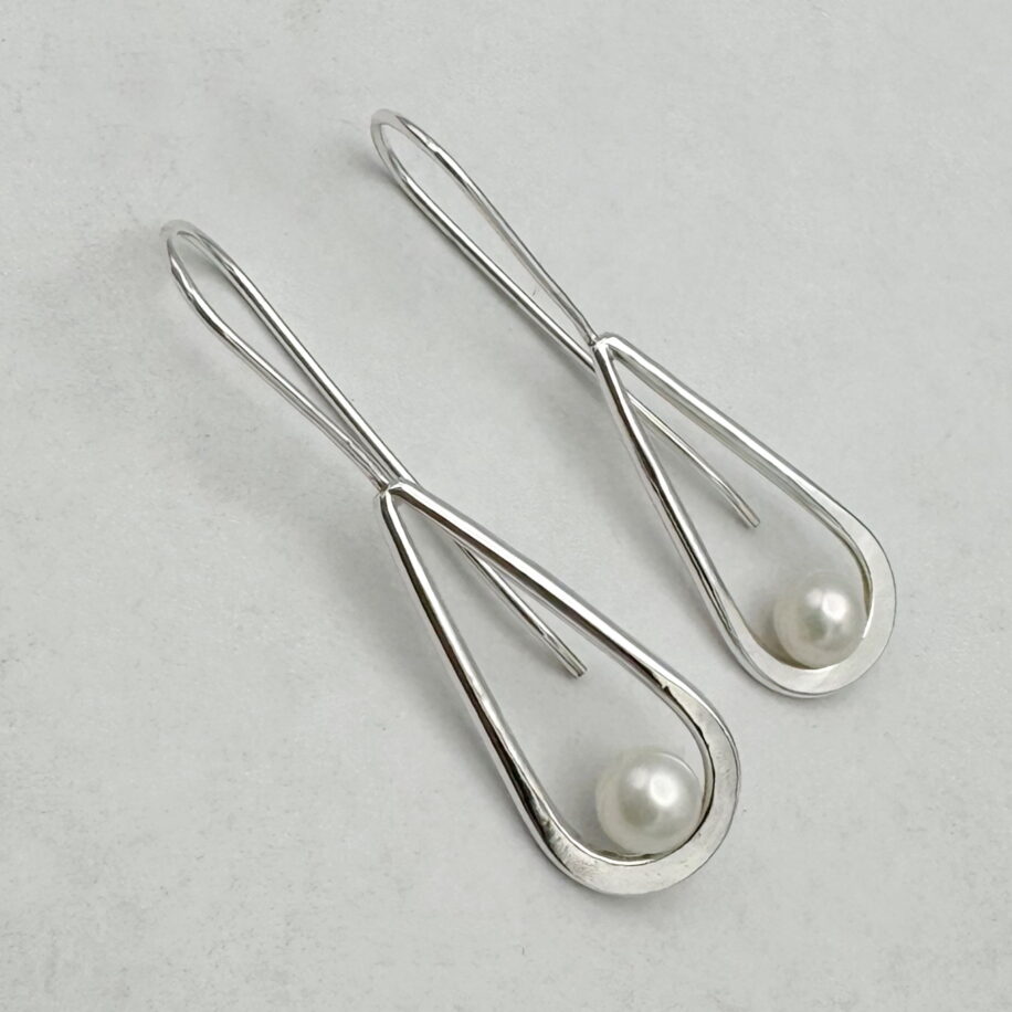 Hollow Teardrop Earrings with Pearls by A & R Jewellery at The Avenue Gallery, a contemporary fine art gallery in Victoria, BC, Canada.