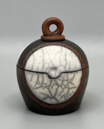 Naked Raku Lidded Jar by Jan Lovewell at The Avenue Gallery, a contemporary fine art gallery in Victoria, BC, Canada.